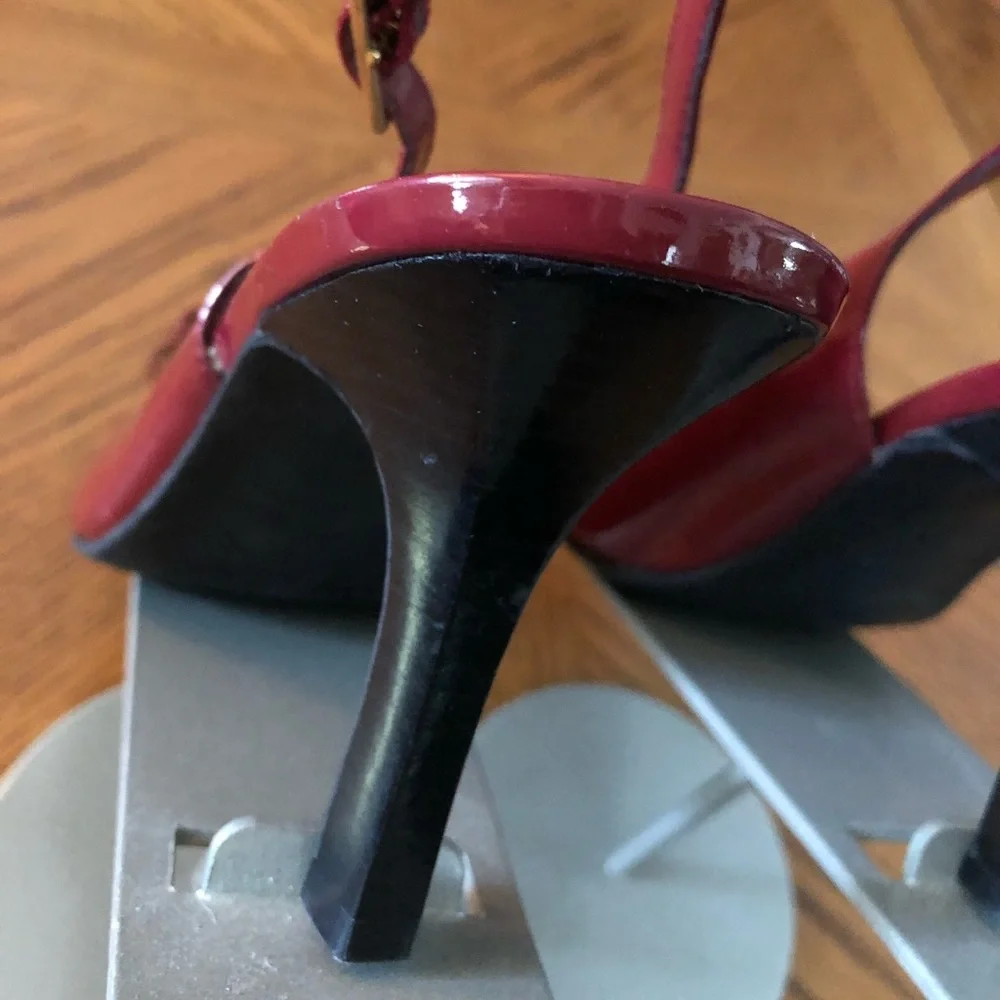 Bordeaux Patent Leather Sling-Back Heels